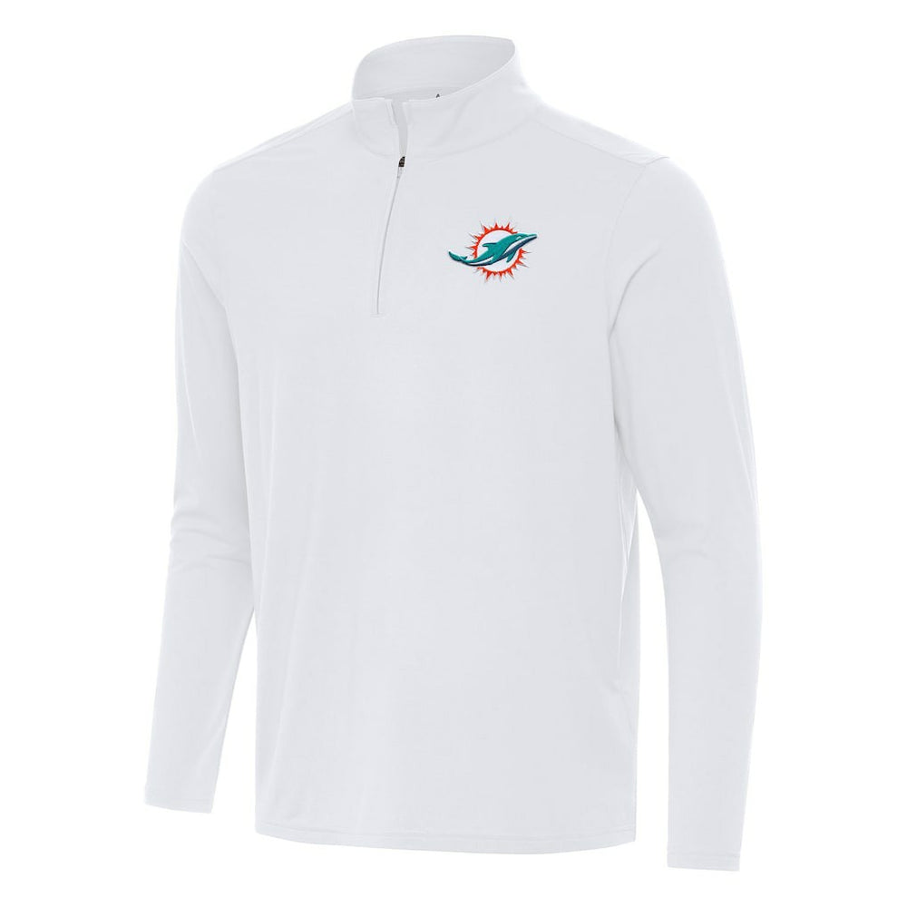 Miami Dolphins Antigua Intent Quarter-Zip Pullover Top - White - NFL