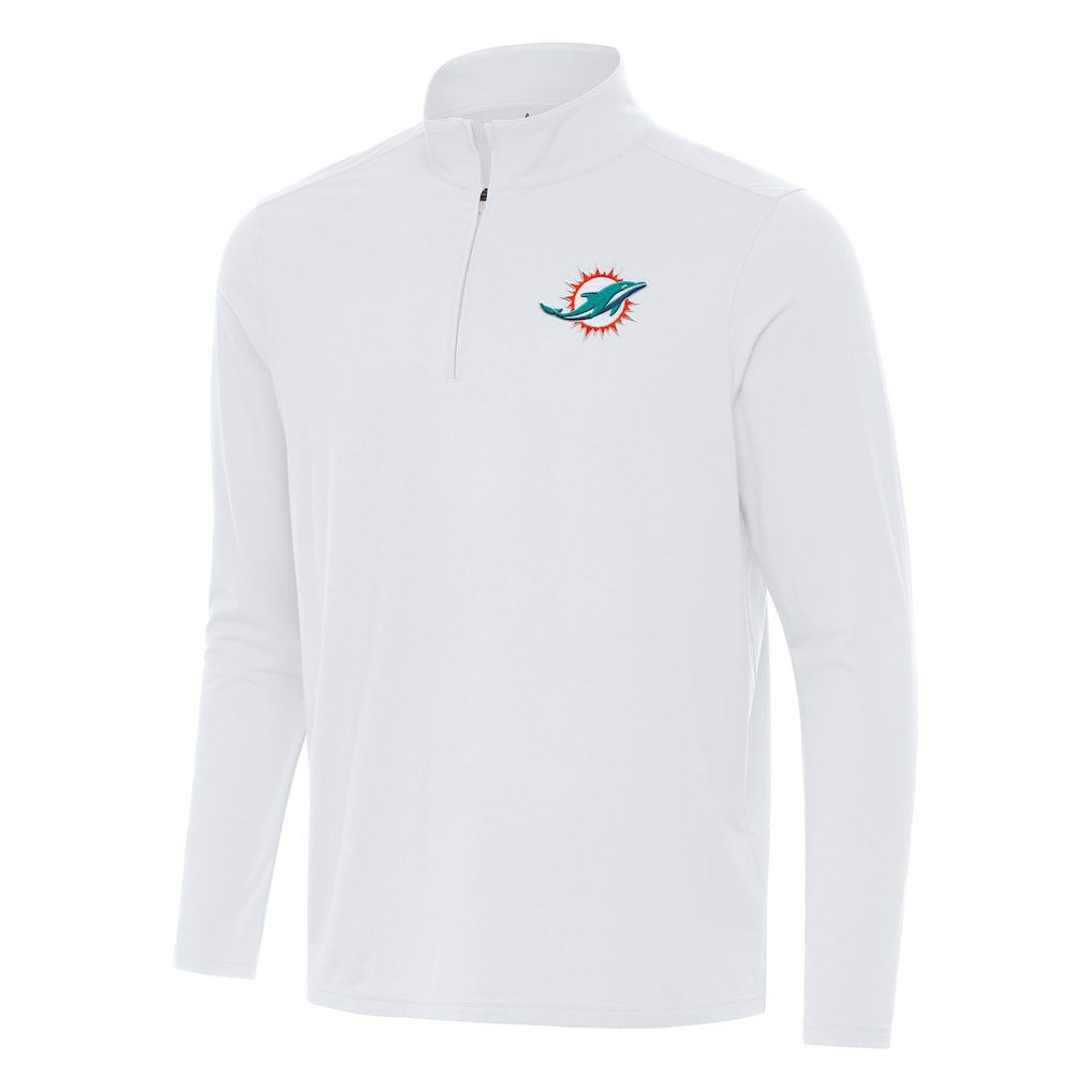 Miami Dolphins Antigua Intent Quarter-Zip Pullover Top - White - NFL