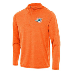 Miami Dolphins Antigua Tidy Quarter-Zip Pullover Hoodie - Heather Orange - NFL