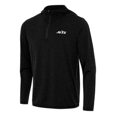 New York Jets Antigua Tidy Quarter-Zip Pullover Hoodie - Heather Black - NFL