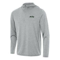 New York Jets Antigua Tidy Quarter-Zip Pullover Hoodie - Heather Gray - NFL