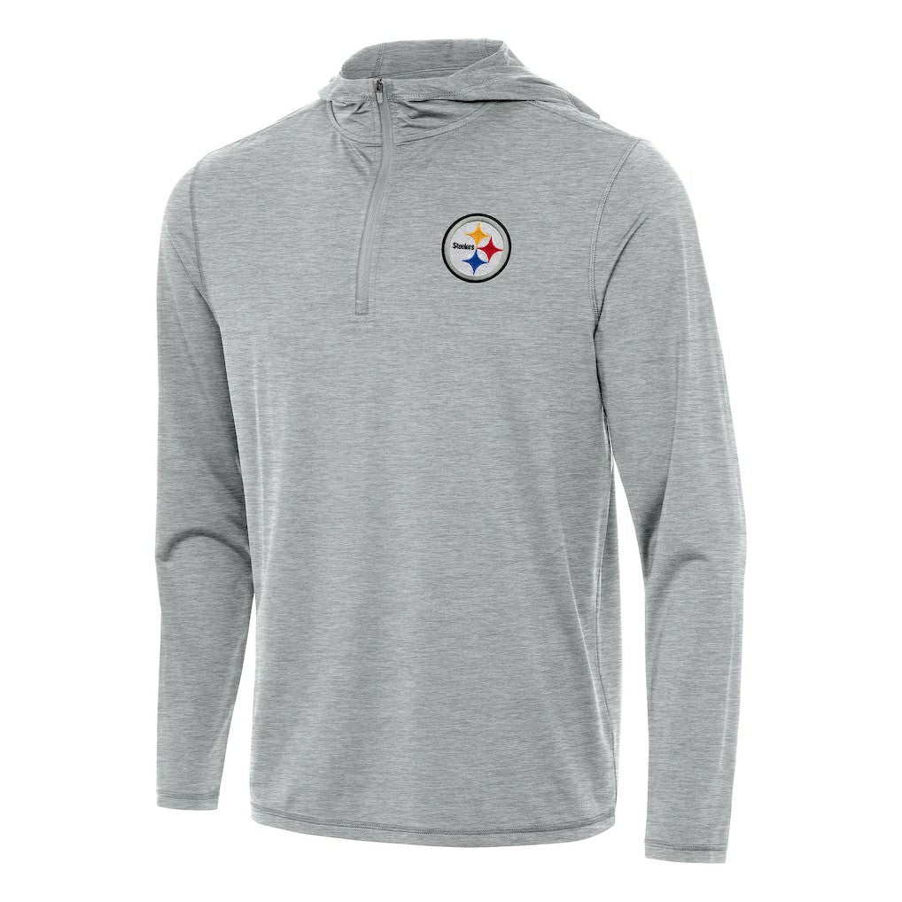 Pittsburgh Steelers Antigua Tidy Quarter-Zip Pullover Hoodie - Heather Gray - NFL