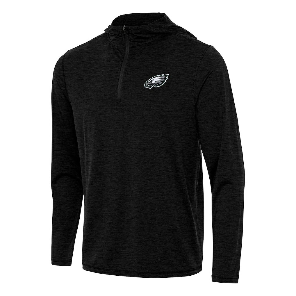 Philadelphia Eagles Antigua Tidy Quarter-Zip Pullover Hoodie - Heather Black - NFL