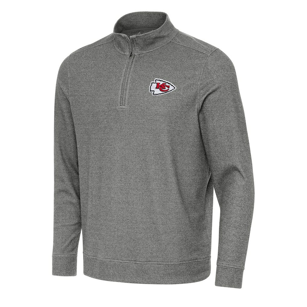 Kansas City Chiefs Antigua Subtle Quarter-Zip Top - Heather Black - NFL