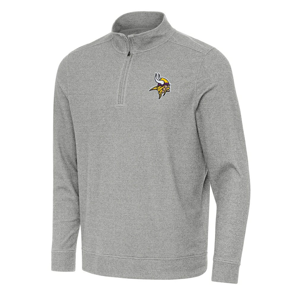 Minnesota Vikings Antigua Subtle Quarter-Zip Top - Heather Gray - NFL