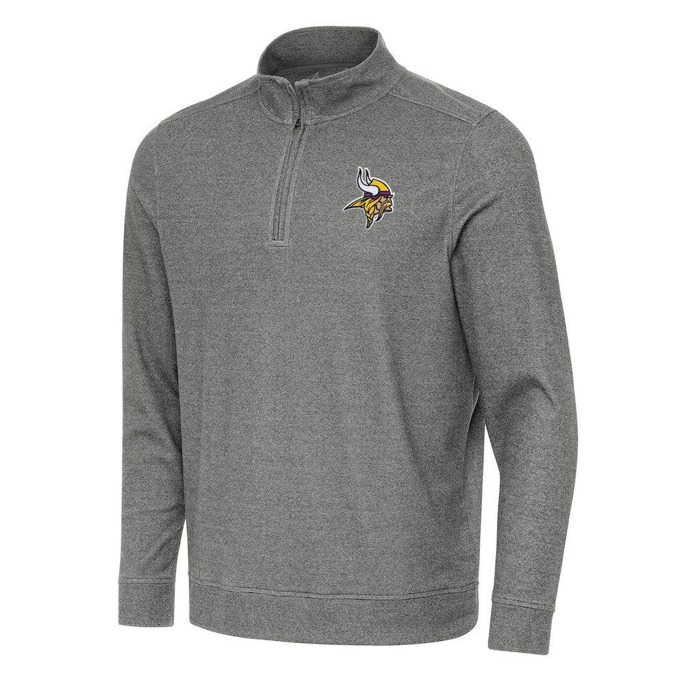 Minnesota Vikings Antigua Subtle Quarter-Zip Top - Heather Black - NFL