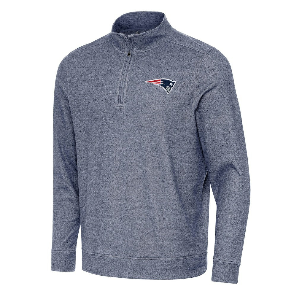 New England Patriots Antigua Subtle Quarter-Zip Top - Heather Navy - NFL