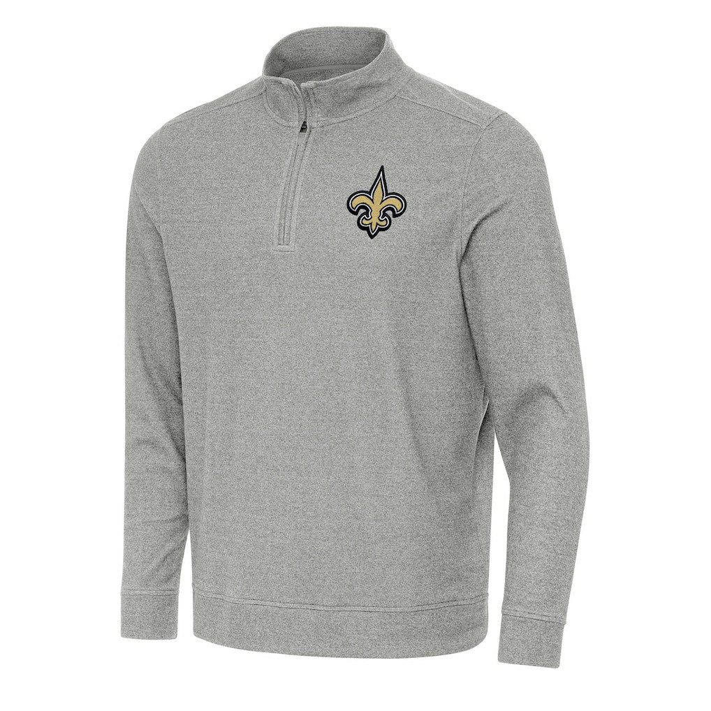 New Orleans Saints Antigua Subtle Quarter-Zip Top - Heather Gray - NFL