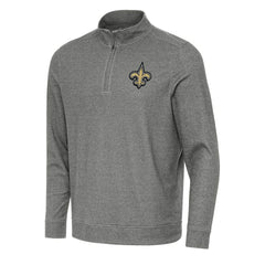 New Orleans Saints Antigua Subtle Quarter-Zip Top - Heather Black - NFL