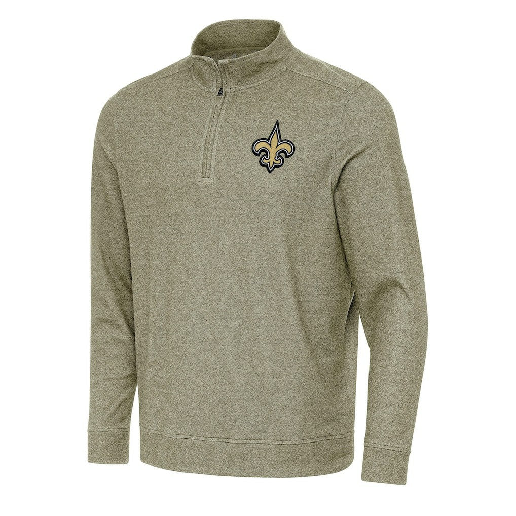 New Orleans Saints Antigua Subtle Quarter-Zip Top - Olive - NFL