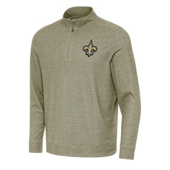 New Orleans Saints Antigua Subtle Quarter-Zip Top - Olive - NFL