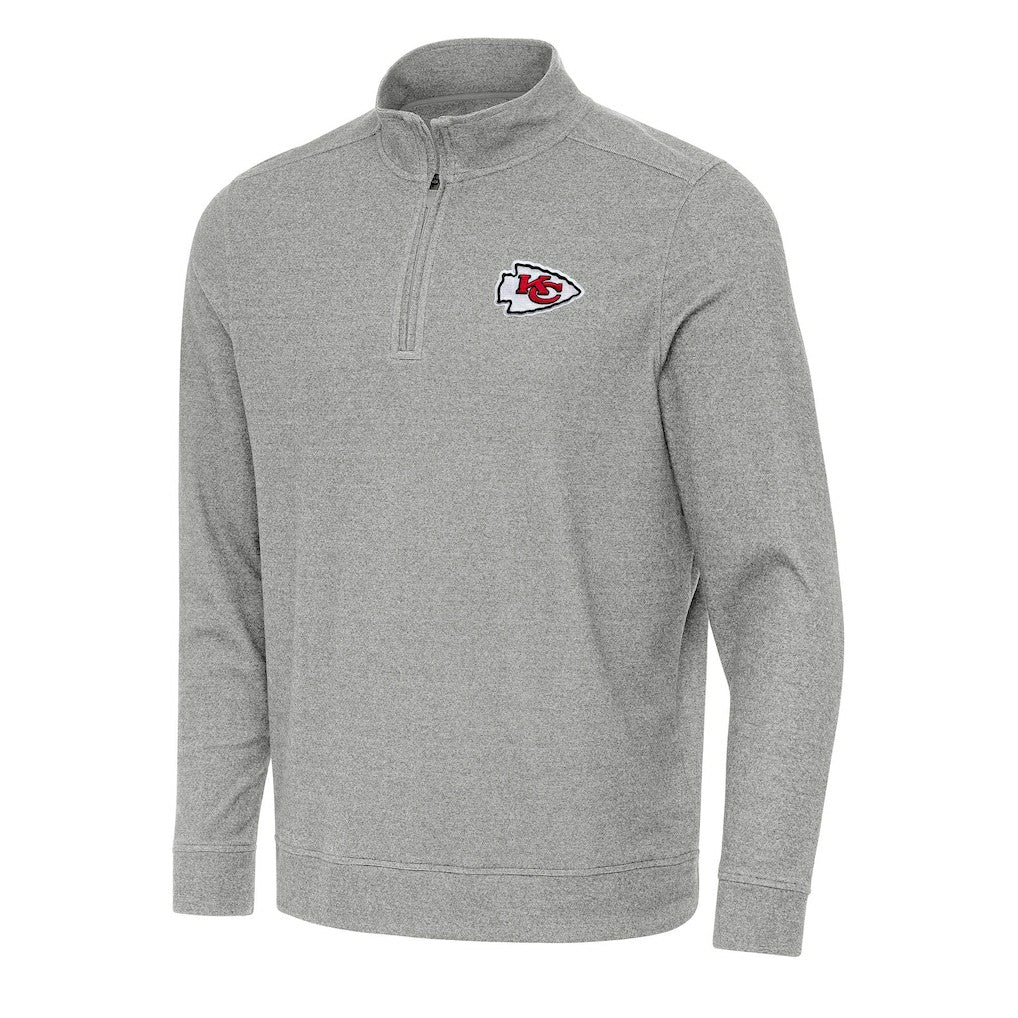 Kansas City Chiefs Antigua Subtle Quarter-Zip Top - Heather Gray - NFL