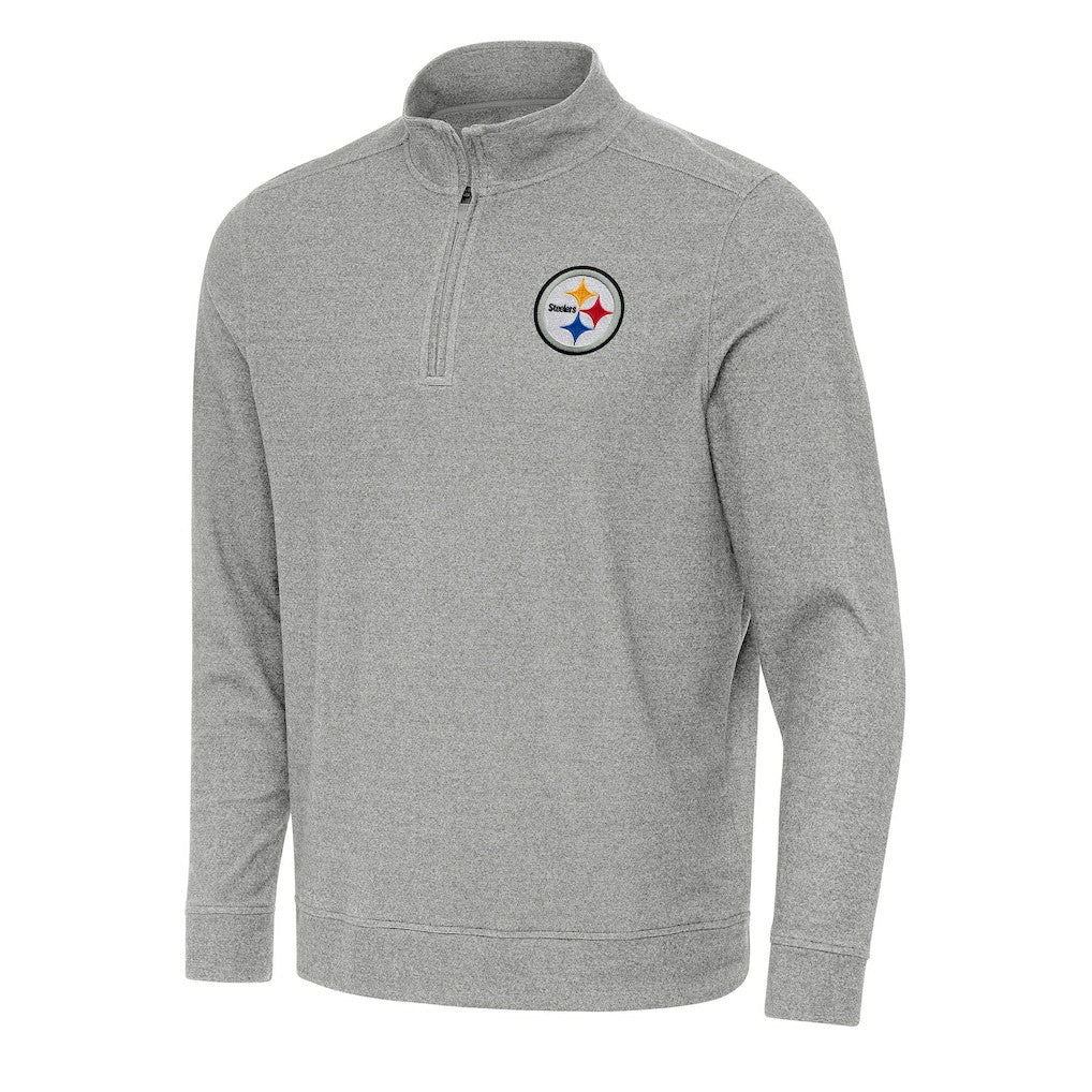 Pittsburgh Steelers Antigua Subtle Quarter-Zip Top - Heather Gray - NFL