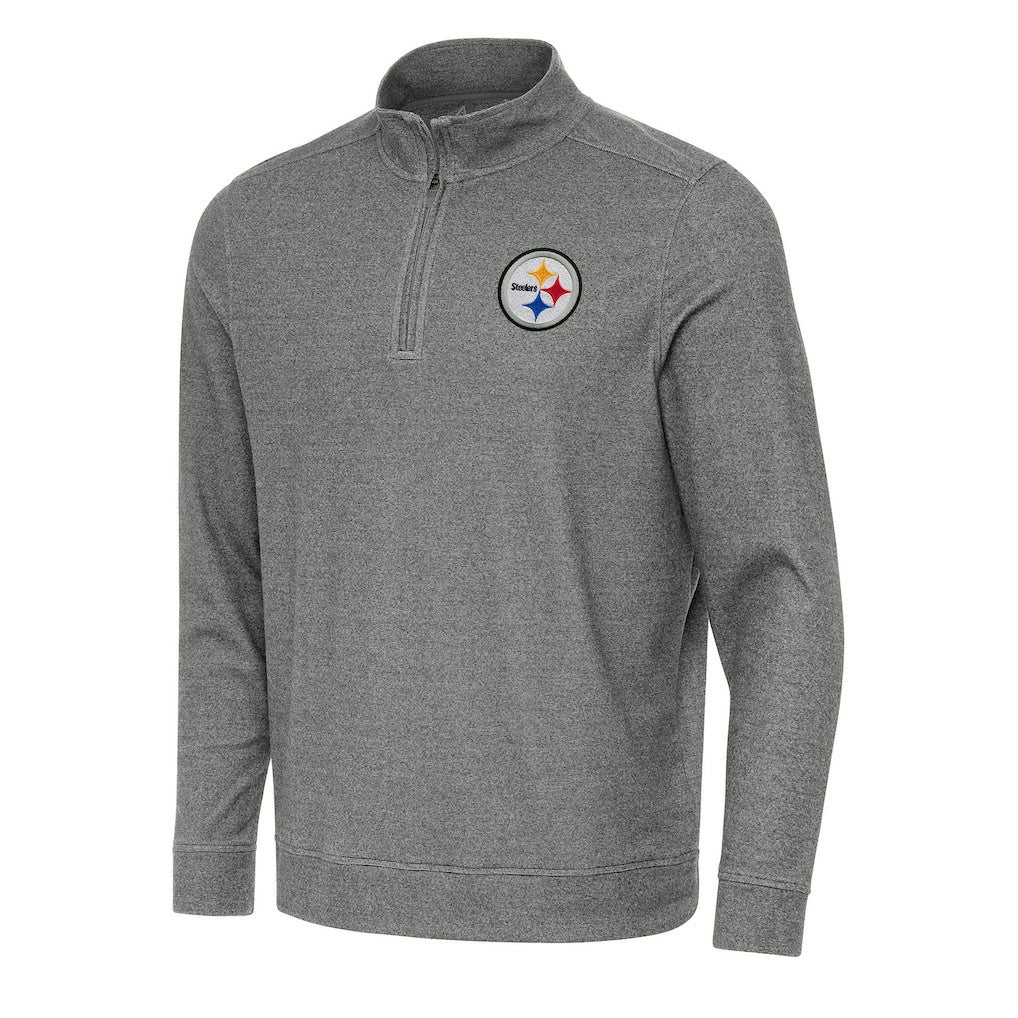 Pittsburgh Steelers Antigua Subtle Quarter-Zip Top - Heather Black - NFL
