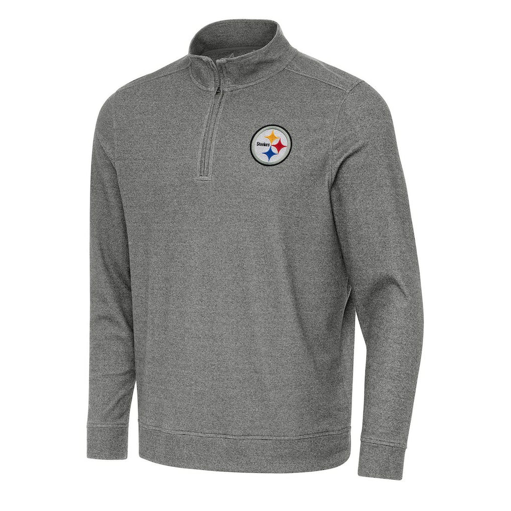 Pittsburgh Steelers Antigua Subtle Quarter-Zip Top - Heather Black - NFL
