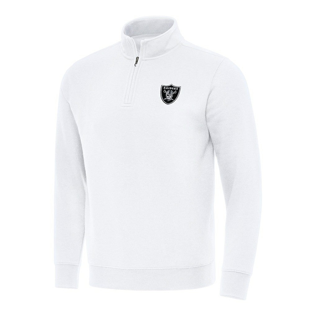 Las Vegas Raiders Antigua Victory Quarter-Zip Pullover Top - White - NFL