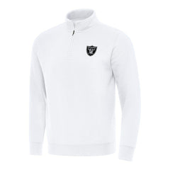Las Vegas Raiders Antigua Victory Quarter-Zip Pullover Top - White - NFL