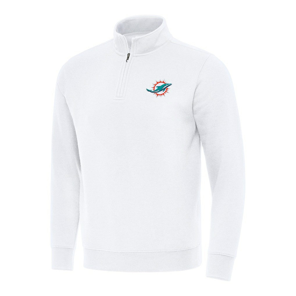 Miami Dolphins Antigua Victory Quarter-Zip Pullover Top - White - NFL