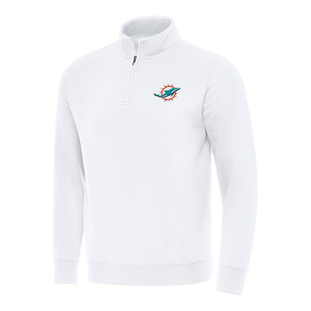 Miami Dolphins Antigua Victory Quarter-Zip Pullover Top - White - NFL