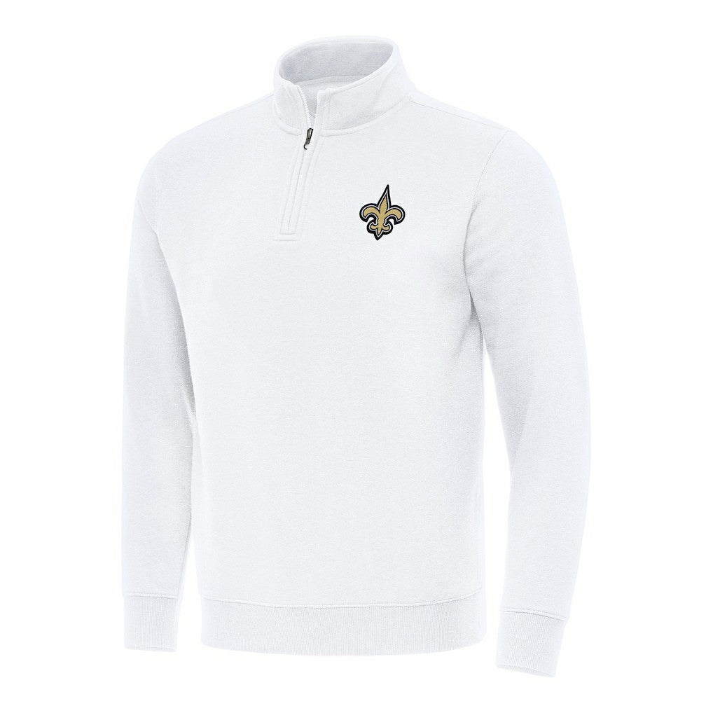 New Orleans Saints Antigua Victory Quarter-Zip Pullover Top - White - NFL