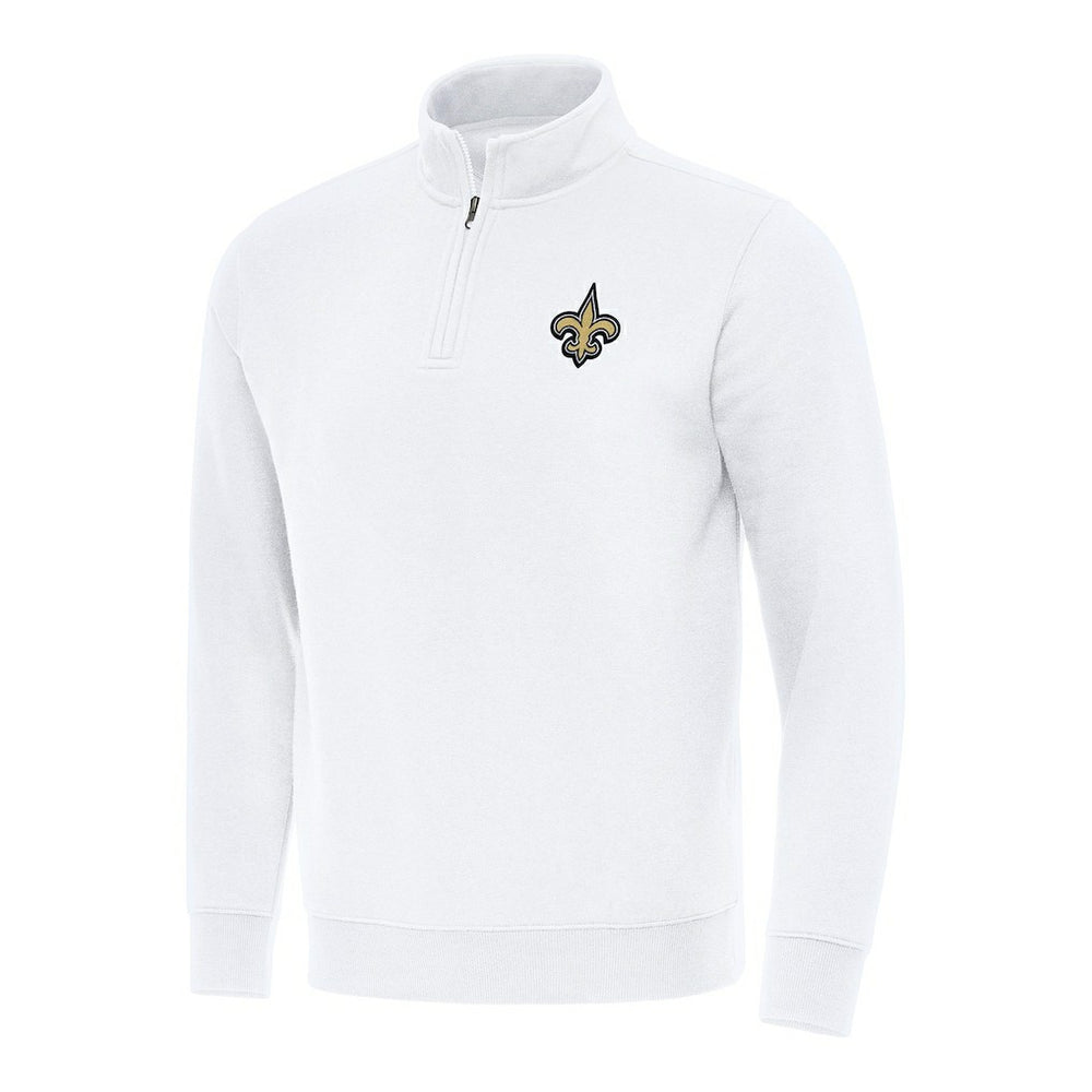 New Orleans Saints Antigua Victory Quarter-Zip Pullover Top - White - NFL