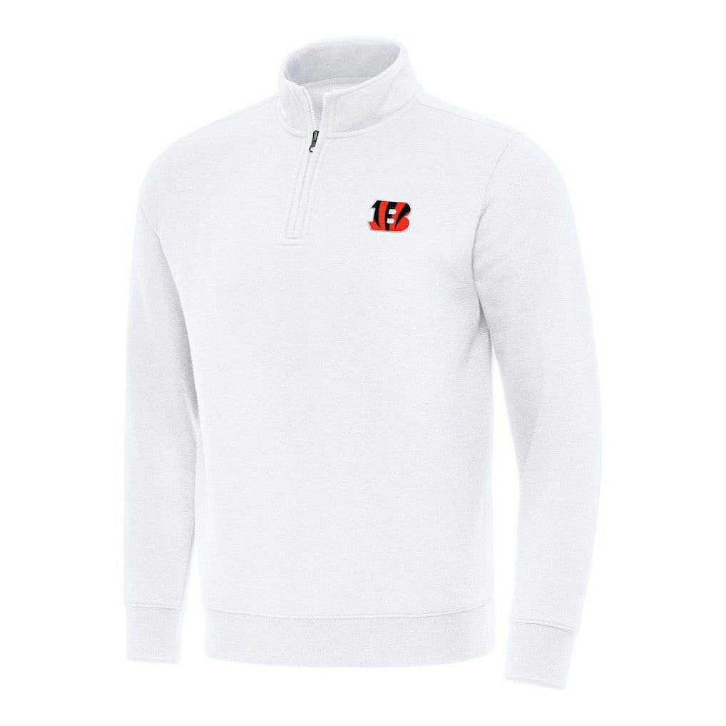 Cincinnati Bengals Antigua Victory Quarter-Zip Pullover Top - White - NFL