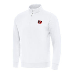Cincinnati Bengals Antigua Victory Quarter-Zip Pullover Top - White - NFL