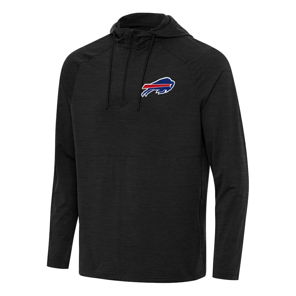 Buffalo Bills Antigua Spikes Quarter-Zip Pullover Hoodie - Heather Black - NFL