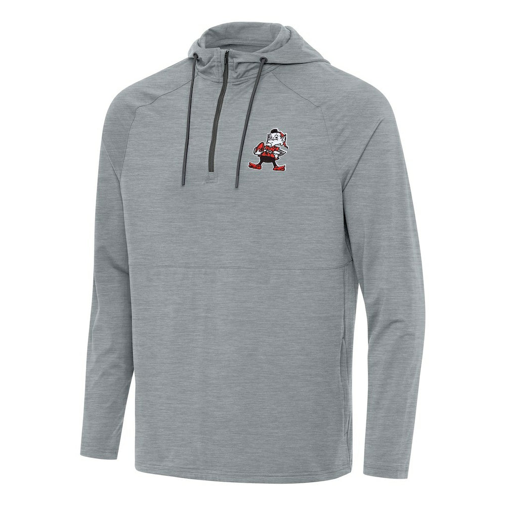 Cleveland Browns Antigua Spikes Quarter-Zip Pullover Hoodie - Heather Gray - NFL