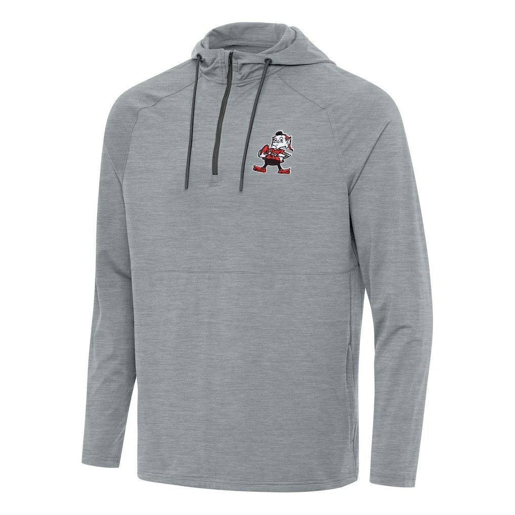 Cleveland Browns Antigua Spikes Quarter-Zip Pullover Hoodie - Heather Gray - NFL