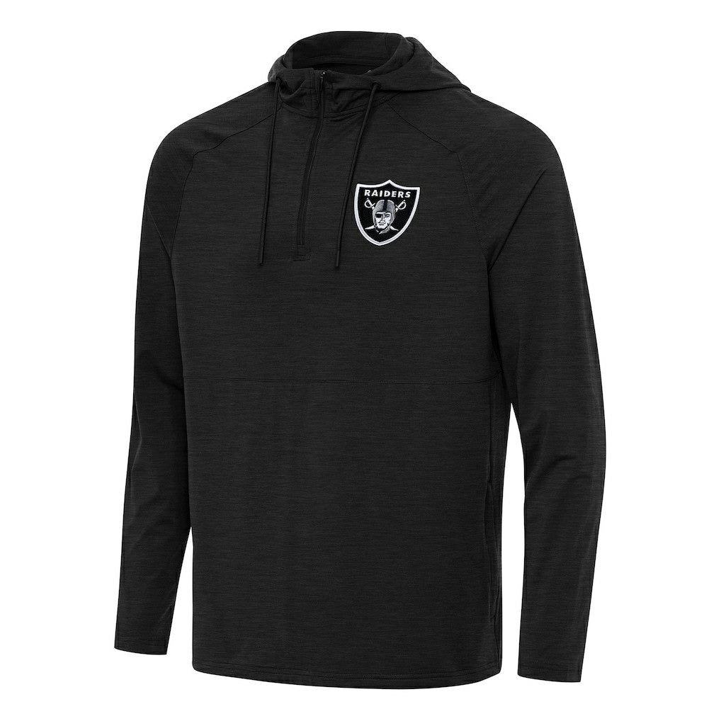 Las Vegas Raiders Antigua Spikes Quarter-Zip Pullover Hoodie - Heather Black - NFL
