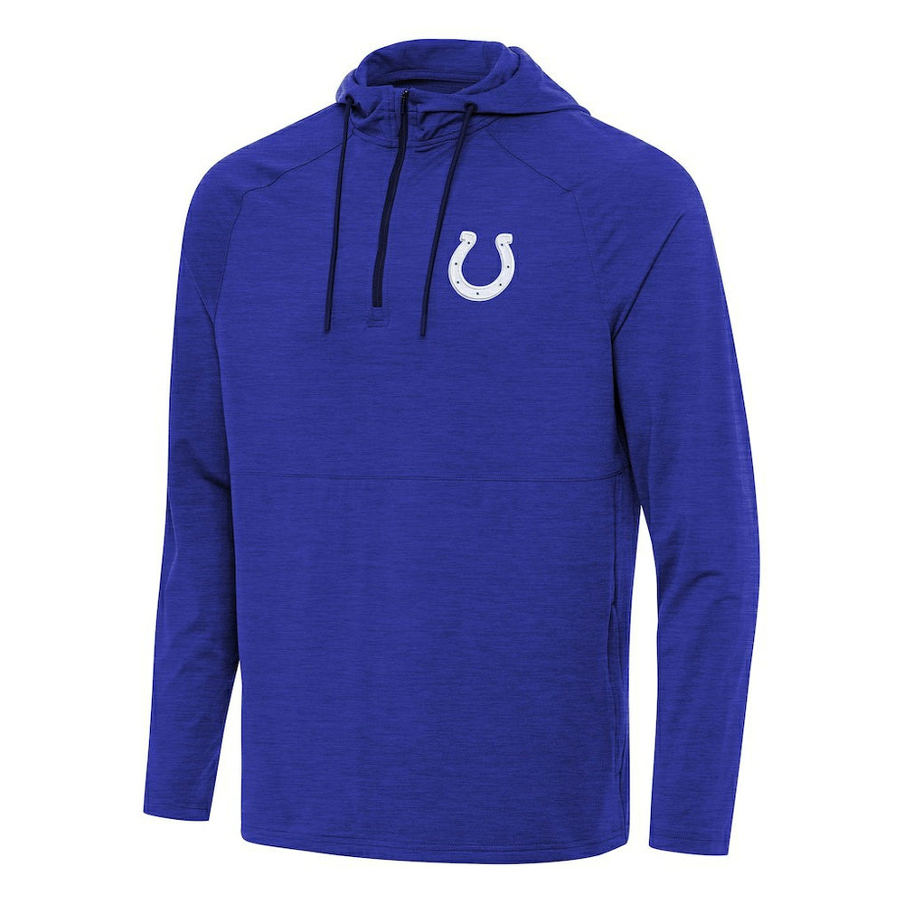 Indianapolis Colts Antigua Spikes Quarter-Zip Pullover Hoodie - Heather Royal - NFL