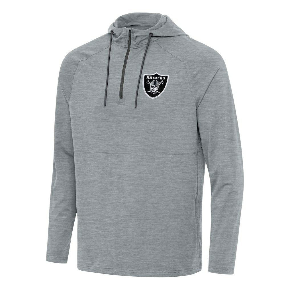 Las Vegas Raiders Antigua Spikes Quarter-Zip Pullover Hoodie - Heather Gray - NFL