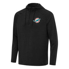 Miami Dolphins Antigua Spikes Quarter-Zip Pullover Hoodie - Heather Black - NFL