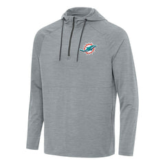 Miami Dolphins Antigua Spikes Quarter-Zip Pullover Hoodie - Heather Gray - NFL