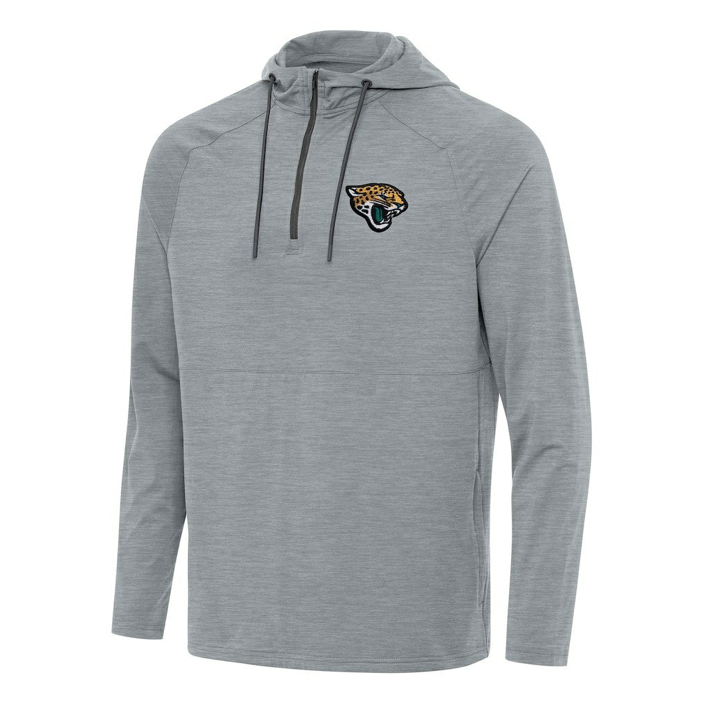 Jacksonville Jaguars Antigua Spikes Quarter-Zip Pullover Hoodie - Heather Gray - NFL