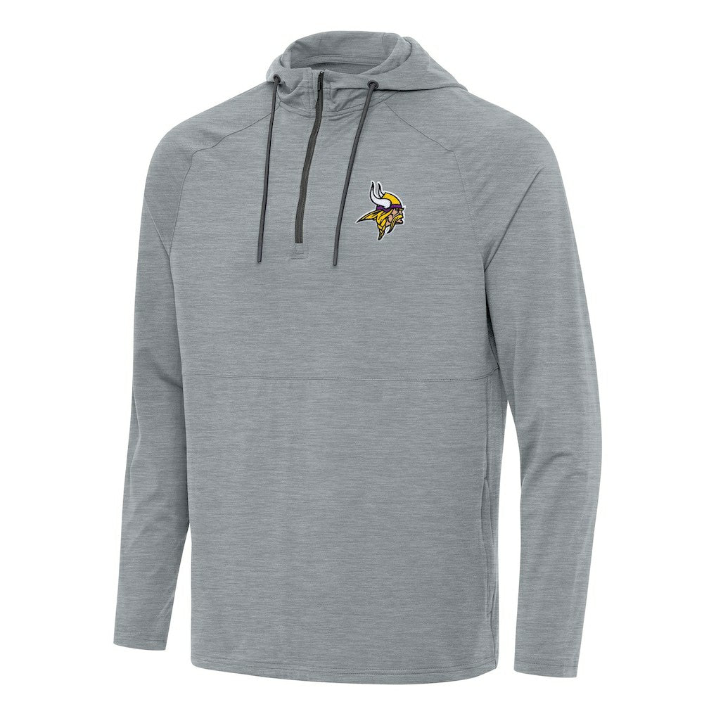 Minnesota Vikings Antigua Spikes Quarter-Zip Pullover Hoodie - Heather Gray - NFL