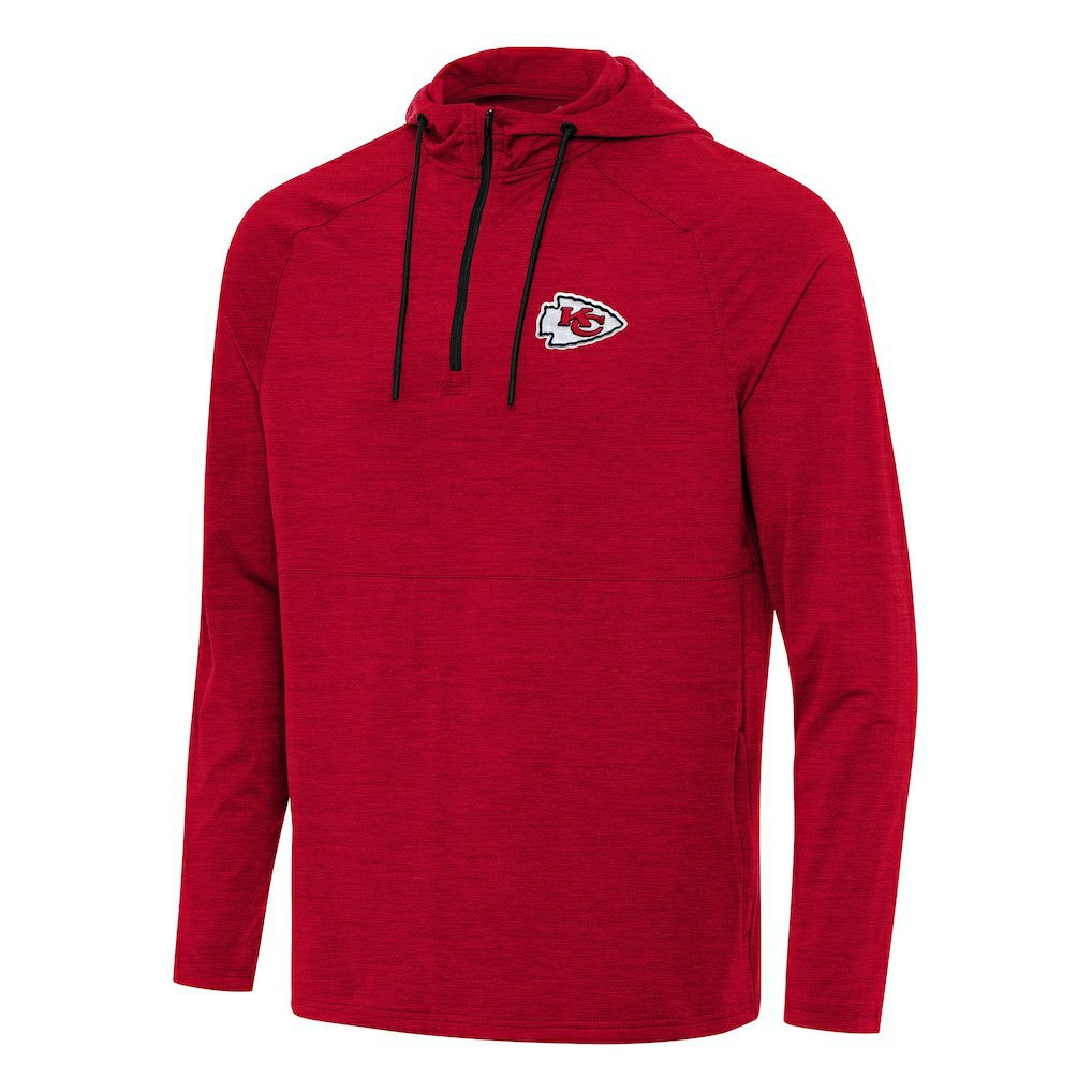 Kansas City Chiefs Antigua Spikes Quarter-Zip Pullover Hoodie - Heather Red - NFL