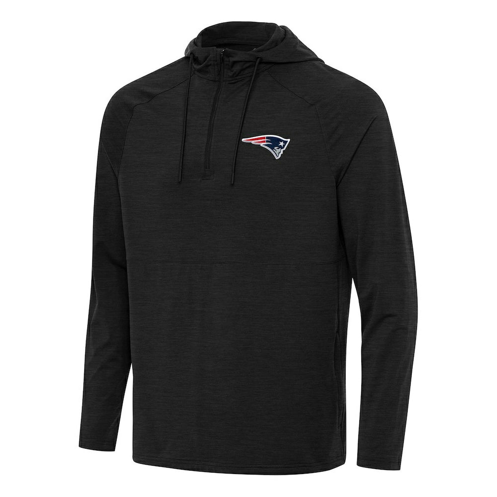 New England Patriots Antigua Spikes Quarter-Zip Pullover Hoodie - Heather Black - NFL