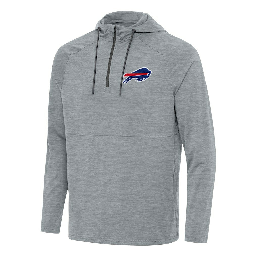 Buffalo Bills Antigua Spikes Quarter-Zip Pullover Hoodie - Heather Gray - NFL