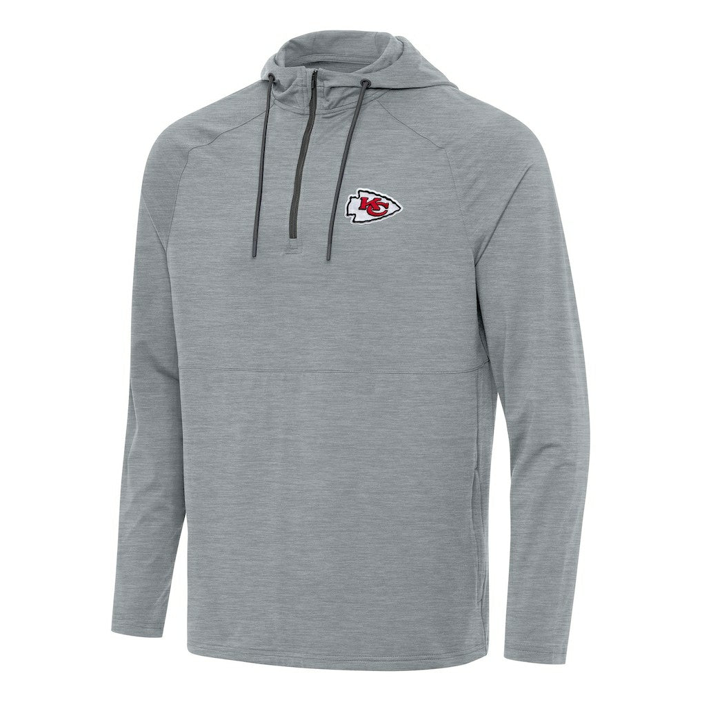 Kansas City Chiefs Antigua Spikes Quarter-Zip Pullover Hoodie - Heather Gray - NFL