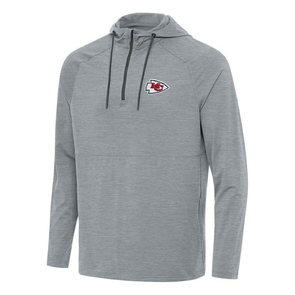 Kansas City Chiefs Antigua Spikes Quarter-Zip Pullover Hoodie - Heather Gray - NFL