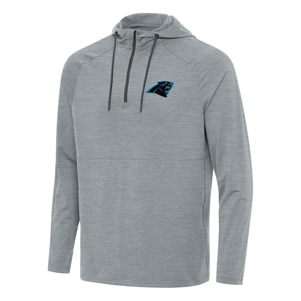 Carolina Panthers Antigua Spikes Quarter-Zip Pullover Hoodie - Heather Gray - NFL