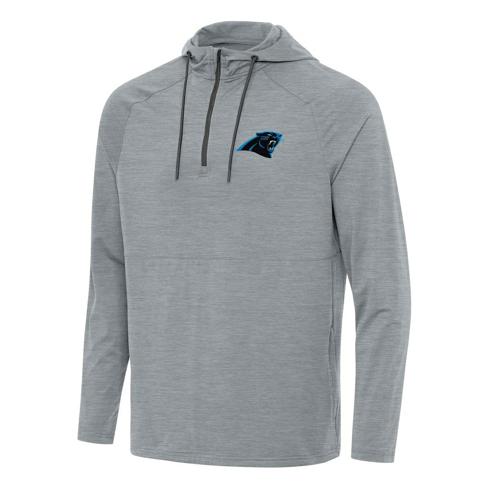 Carolina Panthers Antigua Spikes Quarter-Zip Pullover Hoodie - Heather Gray - NFL