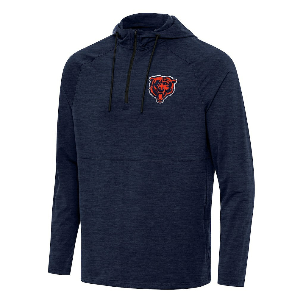 Chicago Bears Antigua Spikes Quarter-Zip Pullover Hoodie - Heather Navy - NFL