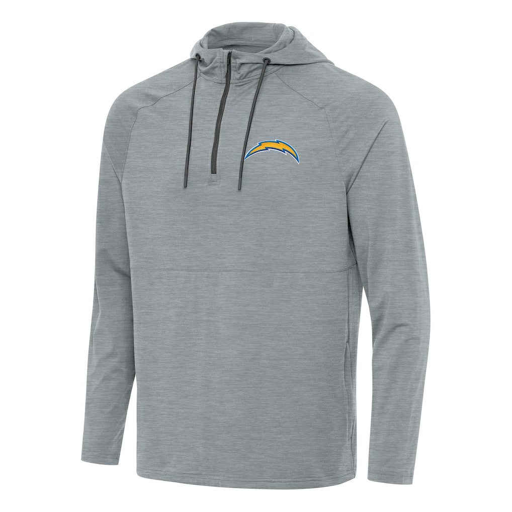 Los Angeles Chargers Antigua Spikes Quarter-Zip Pullover Hoodie - Heather Gray - NFL