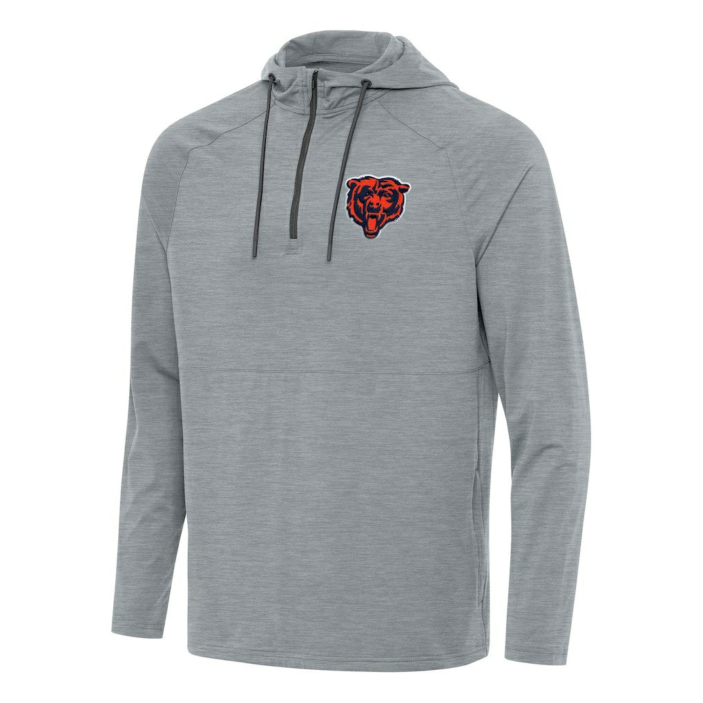 Chicago Bears Antigua Spikes Quarter-Zip Pullover Hoodie - Heather Gray - NFL