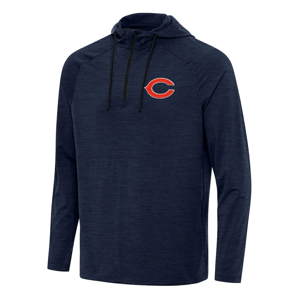 Chicago Bears Antigua Spikes Quarter-Zip Pullover Hoodie - Heather Navy - NFL