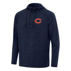 Chicago Bears Antigua Spikes Quarter-Zip Pullover Hoodie - Heather Navy - NFL