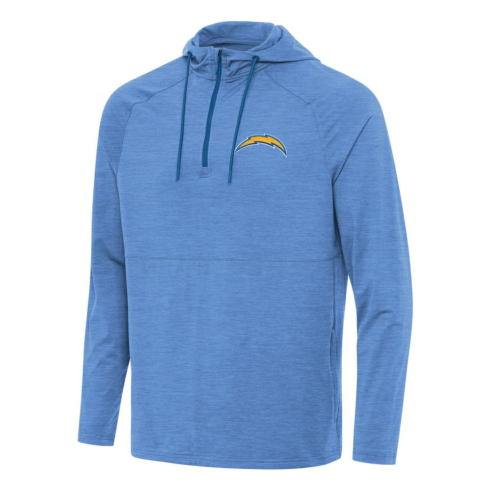 Los Angeles Chargers Antigua Spikes Quarter-Zip Pullover Hoodie - Heather Powder Blue - NFL